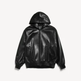 Casaco curto com capuz para homem, em preto