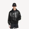 Casaco curto com capuz para homem, em preto