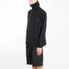 Casaco de gola alta com meio fecho e logótipo bordado da Balenciaga para homem, preto 486144TWK521000