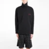 Casaco de gola alta com meio fecho e logótipo bordado da Balenciaga para homem, preto 486144TWK521000
