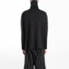Casaco de gola alta com meio fecho e logótipo bordado da Balenciaga para homem, preto 486144TWK521000