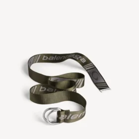 Cinto masculino com argola em D em cáqui/cinzento