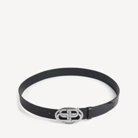 Cinto oval BB para homem em preto