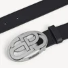 Cinto oval BB para homem em preto