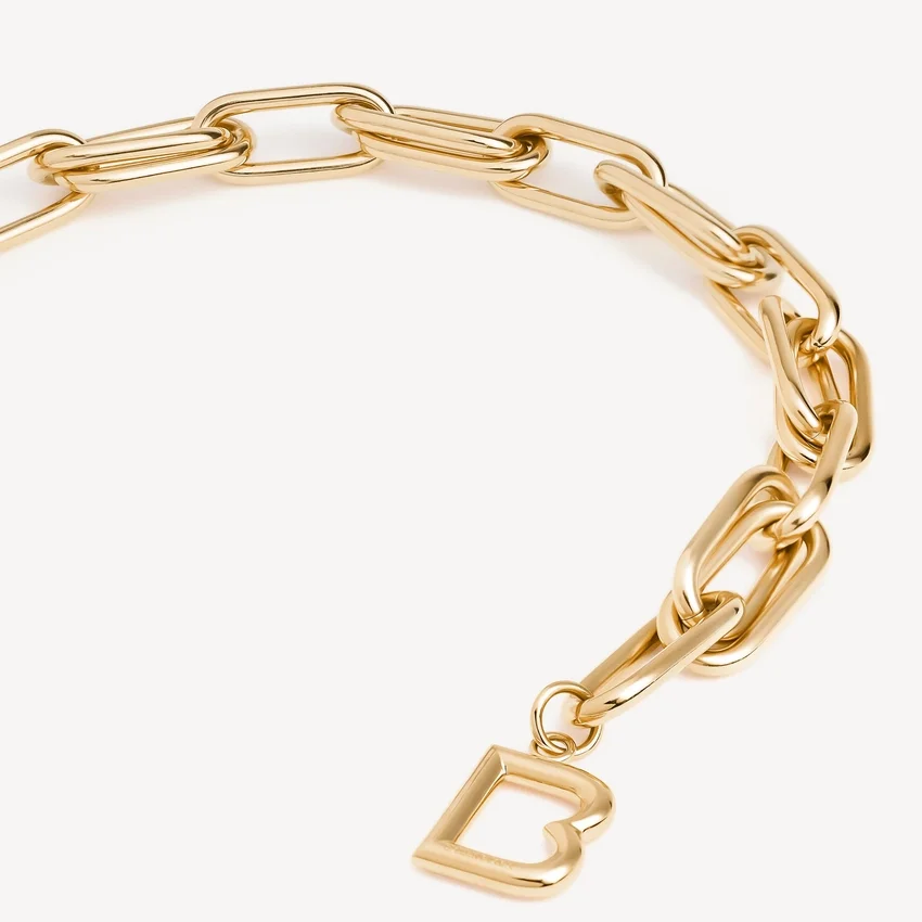 Colar feminino «B Link» em ouro brilhante Colar feminino «B Link» em ouro brilhante