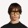 Óculos de sol Pilot para homem, para uso diário, em preto/amarelo