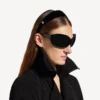 Fita para a cabeça plana Holli para mulher em preto/prateado brilhante