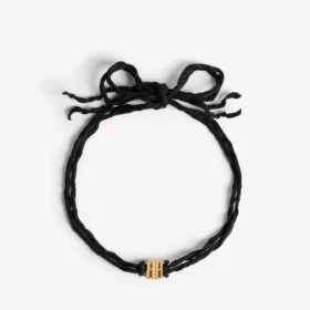 Gargantilha feminina «nano ribbon bb» em preto/ouro brilhante