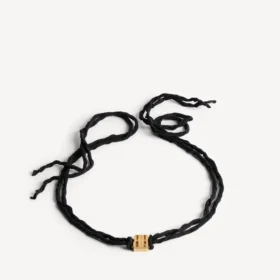 Gargantilha feminina «nano ribbon bb» em preto/ouro brilhante