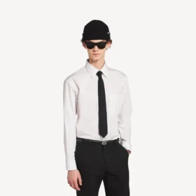 Gravata masculina de lã lisa em preto