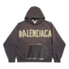 Hoodie com bolso rasgado Tape Type, corte largo «Cinza escuro» 744441TQVA98519