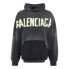 Hoodie com bolso rasgado Tape Type, tamanho grande «Preto Desbotado» 744190TOVB11055