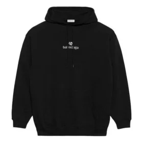 Hoodie com capuz de manga comprida com estampado alfabético Preto 578135TJVE11034