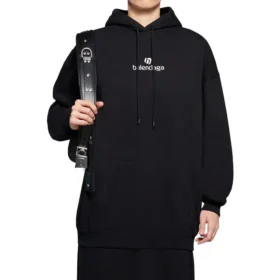 Hoodie com capuz de manga comprida com estampado alfabético Preto 578135TJVE11034
