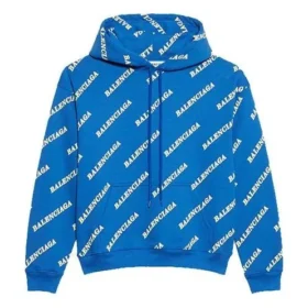 Hoodie com capuz e cordão, com logótipo alfabético estampado em toda a superfície, azul 612959TIV715011