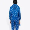 Hoodie com capuz e cordão, com logótipo alfabético estampado em toda a superfície, azul 612959TIV715011