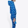 Hoodie com capuz e cordão, com logótipo alfabético estampado em toda a superfície, azul 612959TIV715011
