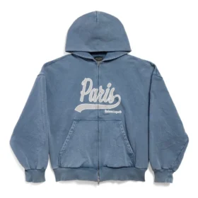 Hoodie com capuz e fecho completo Enjoy Paris, corte regular «Azul Desbotado» 803264TRVL99340