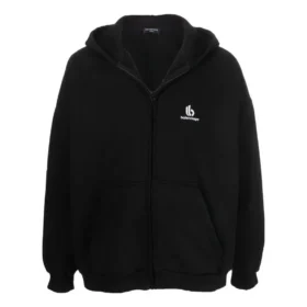 Hoodie com capuz e fecho de correr com logótipo bordado «Preto» 674719TLVH81070