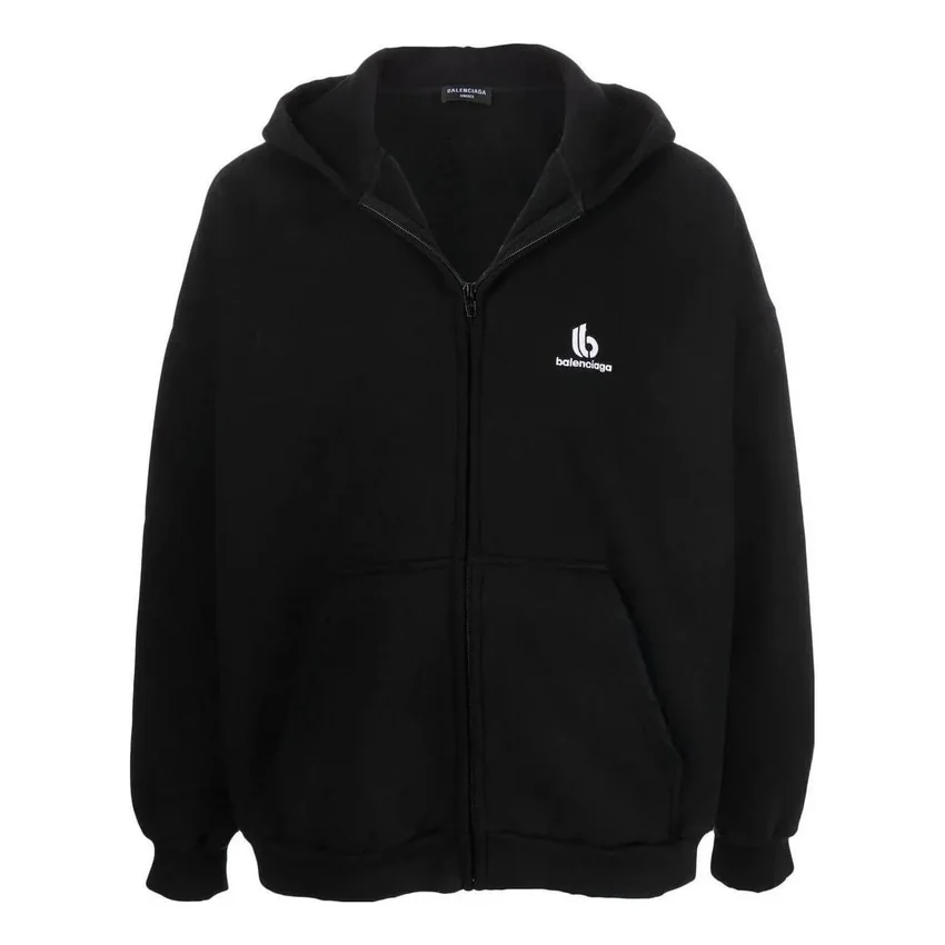 Hoodie com capuz e fecho de correr com logótipo bordado «Preto» 674719TLVH81070