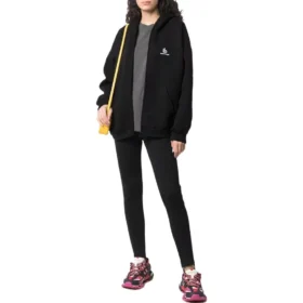 Hoodie com capuz e fecho de correr com logótipo bordado «Preto» 674719TLVH81070