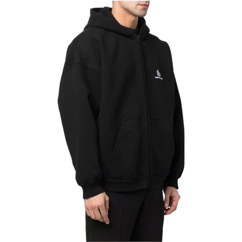Hoodie com capuz e fecho de correr com logótipo bordado «Preto» 674719TLVH81070