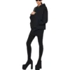 Hoodie com capuz e fecho de correr com presilhas exteriores, corte justo «Black Faded» 744454TOVF51055