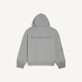 Hoodie com capuz e fecho de correr para homem da Balenciaga, com encaixe regular, na cor cinzenta Balenciaga