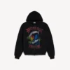 Hoodie com capuz e fecho de correr para homem, estilo surfista vintage, em preto
