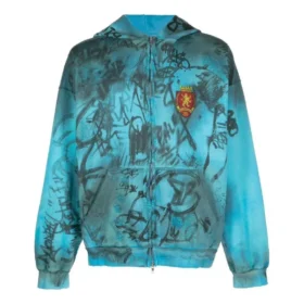 Hoodie com capuz e fecho de correr para skater, corte médio «Blue Sky» 744457TOVA84900