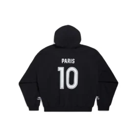Hoodie com capuz e fecho de correr Paris Soccer, corte médio «Preto Branco» 744457TPVS61070