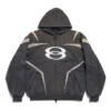 Hoodie com capuz e fecho de correr Unity Sports Icon Biker Oversized «Preto Branco» 790359TQVM21070