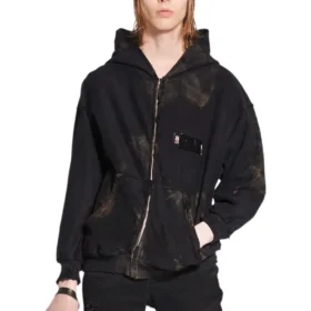 Hoodie com capuz e fecho Gaffer, corte justo «Preto Branco Vermelho» 720424-TNVK5-1089
