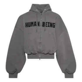 Hoodie com capuz e fecho redondo Human Being «Cinza Escuro» 827153TSVB91441