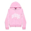 Hoodie com capuz e fecho sem logótipo, corte justo «Rosa Claro Branco» 788243TQVK55708