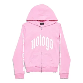 Hoodie com capuz e fecho sem logótipo, corte justo «Rosa Claro Branco» 788243TQVK55708