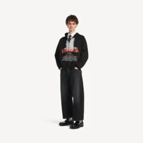 Hoodie com capuz e fecho «The Door» para homem, em tamanho oversized, na cor preta