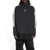 Hoodie com capuz e mangas às riscas desportivas, corte largo «Preto Branco» 704023TMVG23869