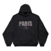 Hoodie com capuz Paris Strass, corte largo «Preto» 803265TRVL41000