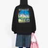 Hoodie largo com estampado clássico Preto 641529TJVH91000