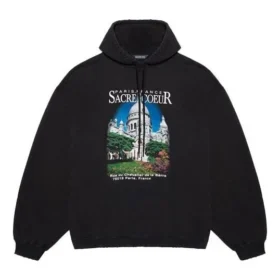 Hoodie largo «Landscape» da Balenciaga para homem, preto 641679TJVH91000