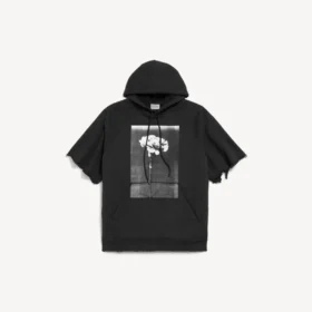 Hoodie masculino «The Song of the Highest Tower» com mangas cortadas, em preto
