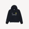 Hoodie oversized com capuz e fecho de correr para homem, em preto