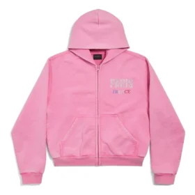 Hoodie Paris Strass com fecho completo, corte justo «Rosa Desbotado» 811611TRVL49568