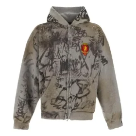 Hoodie Scribbled de corte médio «Cinza» 744457TOVA81300