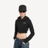 Hoodie «Techwear Cocoon» para mulher, em preto