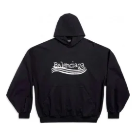 Hoodie with political campaign design drawn by hand «Black» 739024TNVE91197