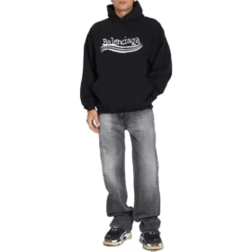 Hoodie with political campaign design drawn by hand «Black» 739024TNVE91197
