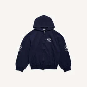Hoodies com capuz e fecho de correr WFP para homem, em azul-marinho