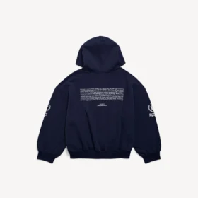 Hoodies com capuz e fecho de correr WFP para homem, em azul-marinho